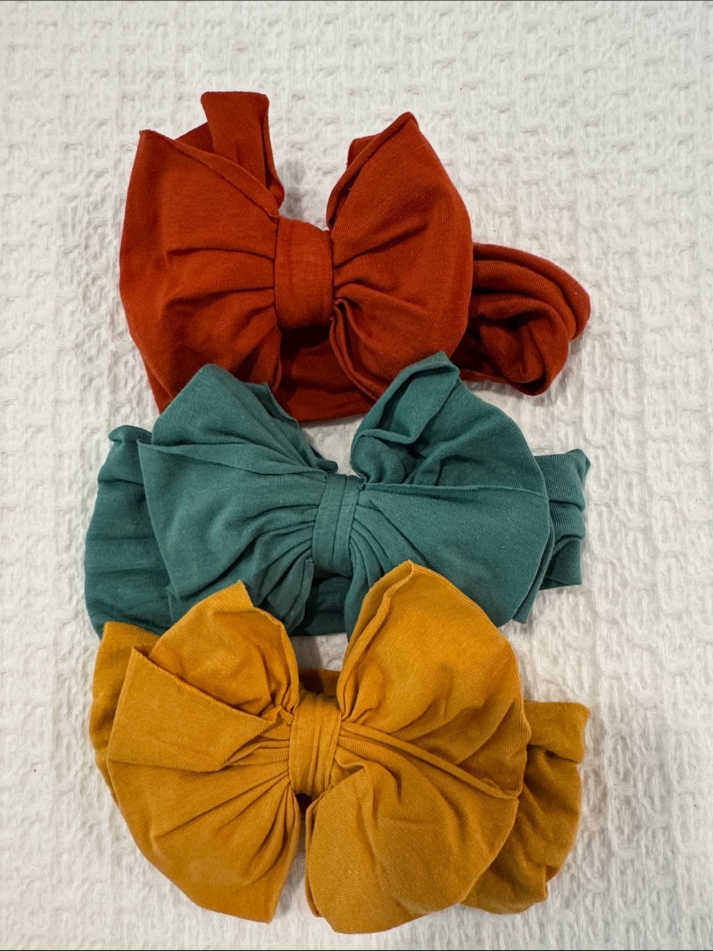 Set of 3 Bow Ruffle Butts Headwraps - Rust, Teal, Mustard